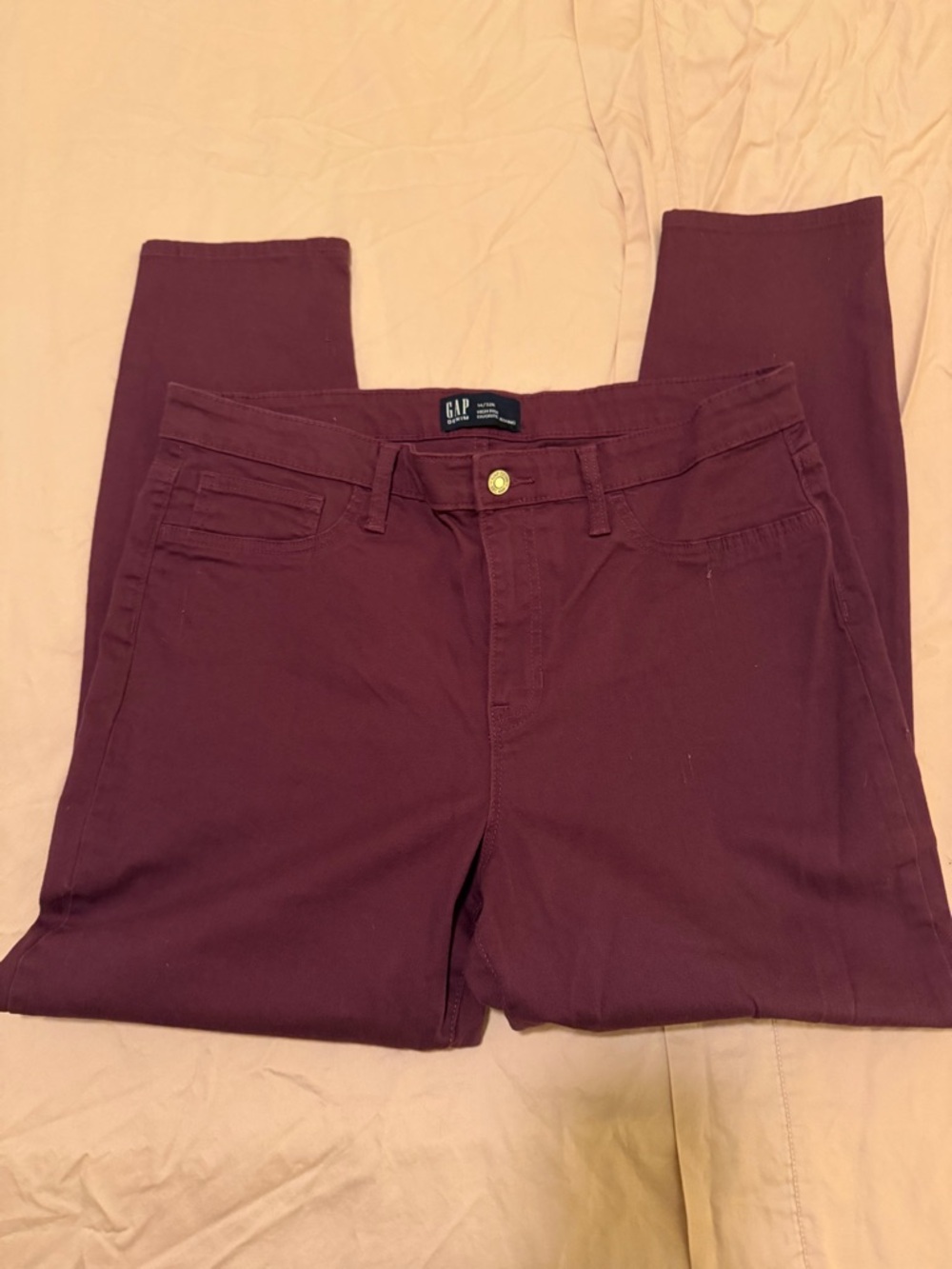 GAP Favorite Jegging High Rise Jeans 14 / 32R Burgundy Wine Red Stretch Denim